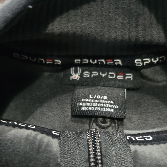 Spyder Men's Charcoal Quarter Zip-Up Velour Sweater - Picture 2 of 3